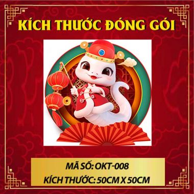 DECAL TRANG TRÍ TẾT ẤT TỴ CẦM LỒNG ĐÈN ĐỎ