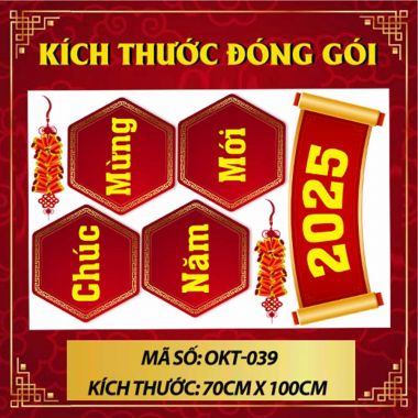 DECAL TRANG TRÍ TẾT LIỄN ĐỎ CHÚC MỪNG NĂM MỚI 2025