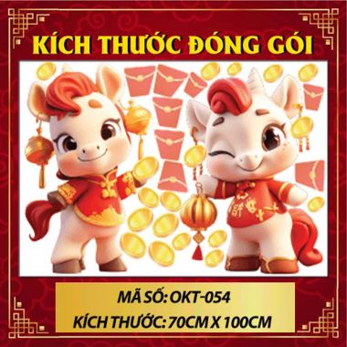 DECAL TRANG TRÍ TẾT ĐÔI NGỰA TRẮNG CHÚC MỪNG