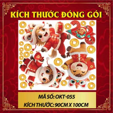 DECAL TRANG TRÍ TẾT BA CHÚ NGỰA NHỎ MÚA LÂN