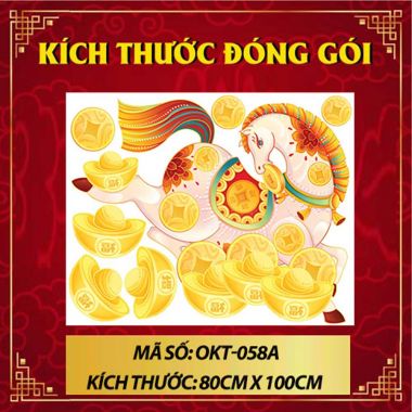 DECAL TRANG TRÍ TẾT NGỰA VÀ THỎI VÀNG