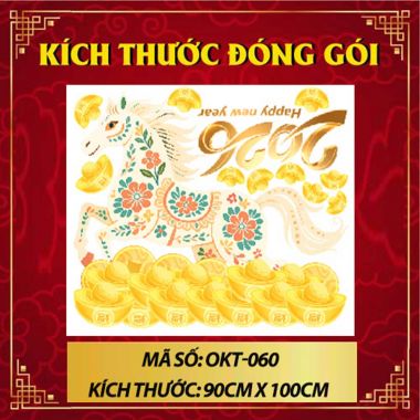 DECAL TRANG TRÍ TẾT NGỰA HOA TRÊN THỎI VÀNG 2026