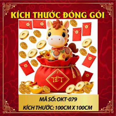 DECAL TRANG TRÍ TẾT NGỰA NHỎ TRÊN TÚI VÀNG