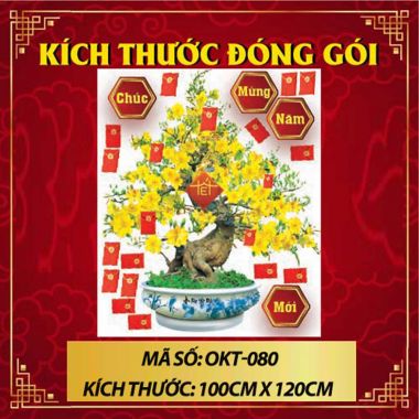 DECAL TRANG TRÍ TẾT CHẬU MAI VÀNG NỞ RỘ CHÚC MỪNG NĂM MỚI