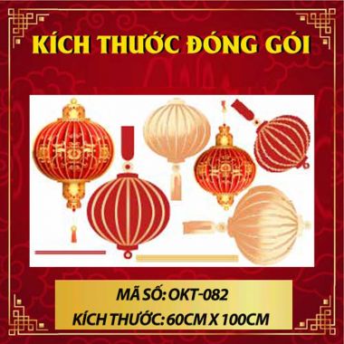 DECAL TRANG TRÍ TẾT LỒNG ĐÈN ĐỎ QUẢ TRÁM