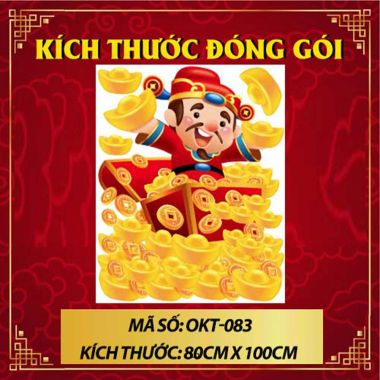 DECAL TRANG TRÍ TẾT ÔNG THẦN TÀI TRONG GƯƠNG VÀNG