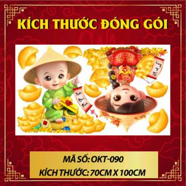 DECAL DÁN KÍNH TRANG TRÍ TẾT ĐÔI TIỂU ĐỒNG CHÚC TẾT
