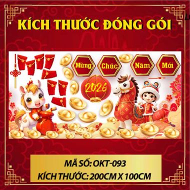 DECAL DÁN KÍNH TRANG TRÍ TẾT CHÚC MỪNG NĂM MỚI 2026 NGỰA VÀ VÀNG SUNG TÚC