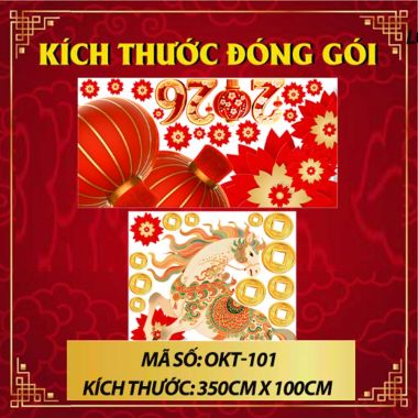 DECAL DÁN KÍNH TRANG TRÍ TẾT LỒNG ĐÈN ĐỎ BÊN NGỰA HOA 2026 