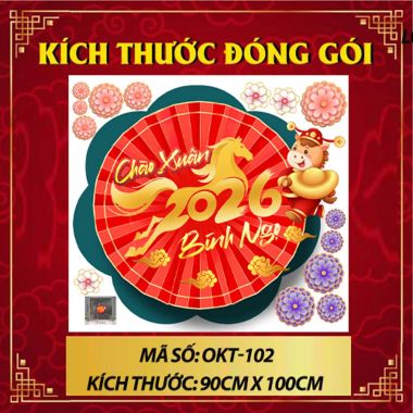 DECAL DÁN KÍNH TRANG TRÍ TẾT LIỄN TRÒN CHÀO XUÂN BÍNH NGỌ 2026