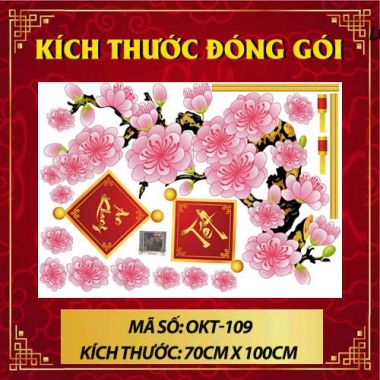 DECAL DÁN KÍNH TRANG TRÍ TẾT LIỄN TREO TRÊN CÀNH ĐÀO HỒNG 2