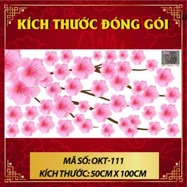 DECAL DÁN KÍNH TRANG TRÍ TẾT CÀNH ĐÀO HỒNG KHOE SẮC ĐÓN XUÂN