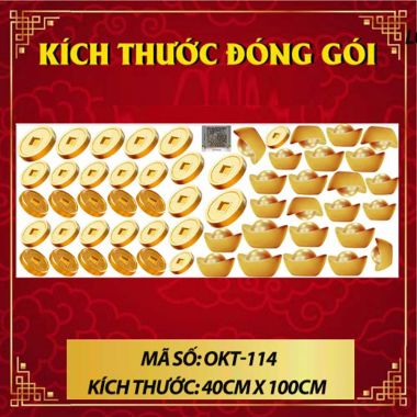 DECAL DÁN KÍNH TRANG TRÍ TẾT ĐỒNG TIỀN VÀ THỎI VÀNG