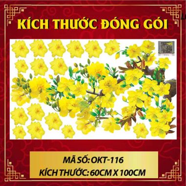 DECAL DÁN KÍNH TRANG TRÍ TẾT MAI VÀNG TỨ QUÝ KHOE SẮC