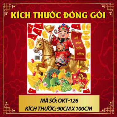 DECAL DÁN KÍNH TRANG TRÍ TẾT THẦN TÀI CƯỠI NGỰA MÃ ĐÁO THÀNH CÔNG