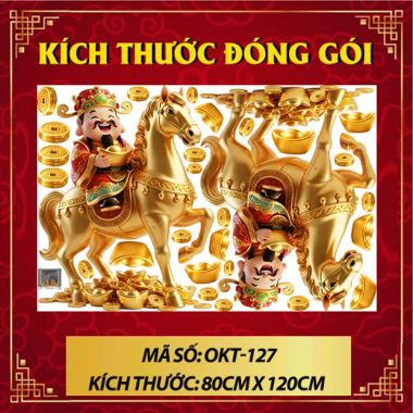 DECAL TRANG TRÍ TẾT THẦN TÀI CƯỠI NGỰA VÀNG
