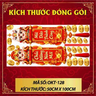 DECAL DÁN KÍNH TRANG TRÍ TẾT ĐÔI CÂU ĐỐI CHÚC MỪNG NĂM MỚI MÃ ĐÁO THÀNH CÔNG