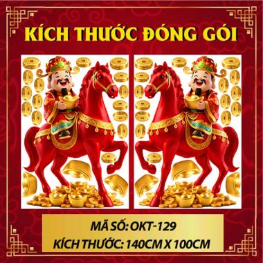 DECAL TRANG TRÍ TẾT ÔNG THẦN TÀI CƯỠI NGỰA XÍCH THỐ