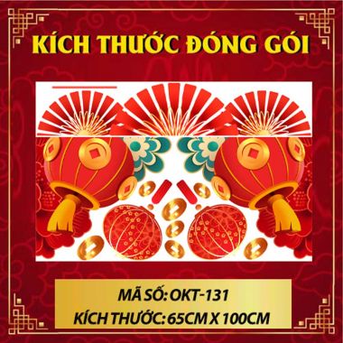 DECAL DÁN KÍNH TRANG TRÍ TẾT HOA VÀ LỒNG ĐÈN ĐỎ