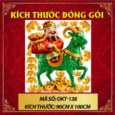 TRANG TRÍ TẾT TRÊN CỬA KÍNH THẦN TÀI ÔM TÚI VÀNG DU XUÂN ĐINH MÙI