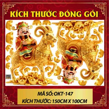 HÌNH DÁN KÍNH TRANG TRÍ TẾT THẦN TÀI VÀ ĐINH MÙI