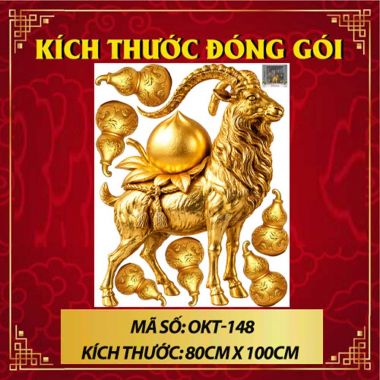 DECAL DÁN KÍNH TRANG TRÍ TẾT ĐINH MÙI VÀ QUẢ ĐÀO VÀNG
