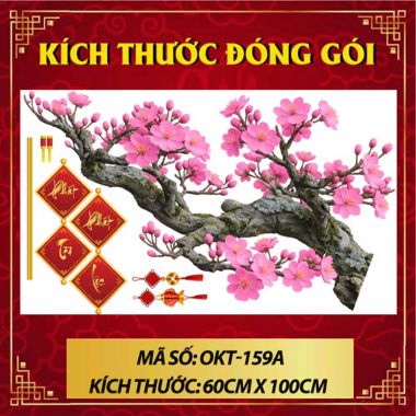 GIẤY DÁN KÍNH TRANG TRÍ TẾT CÀNH ĐÀO HỒNG PHÁT TÀI PHÁT LỘCTÀI
