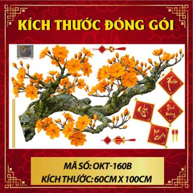 TRANG TRÍ TẾT TRÊN KÍNH CÀNH MAI VÀNG CAM CHÚC XUÂN