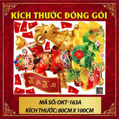 DECAL DÁN KÍNH TRANG TRÍ TẾT ĐINH MÙI THẦN TÀI VÀ LIỄN XUÂN