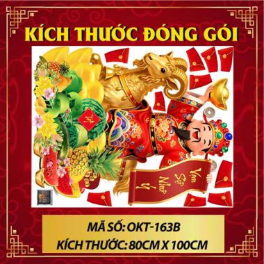 DECAL DÁN KÍNH TRANG TRÍ TẾT ĐINH MÙI THẦN TÀI VÀ LIỄN XUÂN
