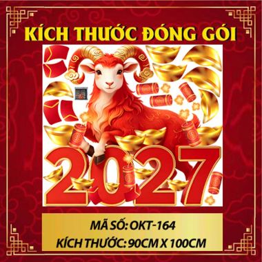 DECAL DÁN KÍNH TRANG TRÍ TẾT ĐINH MÙI 2027 SẮC ĐỎ