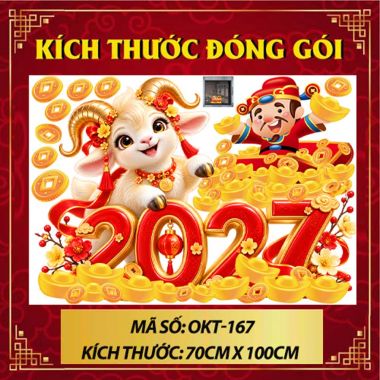 DECAL DÁN KÍNH TRANG TRÍ TẾT THẦN TÀI VÀ ĐINH MÙI 2027
