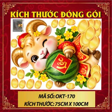 DECAL DÁN KÍNH TRANG TRÍ TẾT ĐINH MÙI ÔM DƯA HẤU 2027