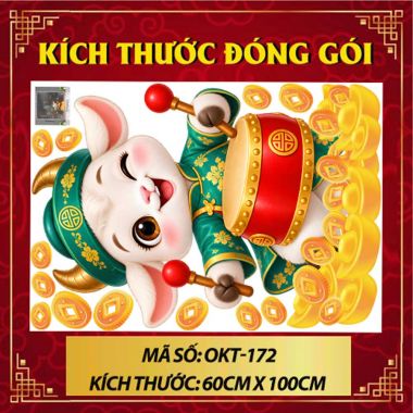 DECAL DÁN KÍNH TRANG TRÍ TẾT ĐINH MÙI ĐÁNH TRỐNG