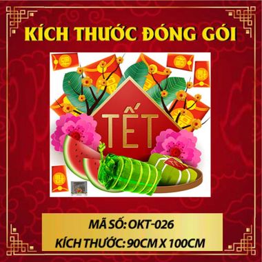 DECAL TRANG TRÍ TẾT MÂM BÁNH CHƯNG DƯA HẤU