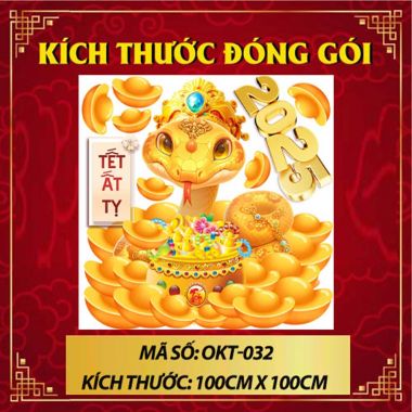 DECAL DÁN KÍNH TRANG TRÍ TẾT RẮN VÀNG ĐỘI VƯƠNG MIỆNG