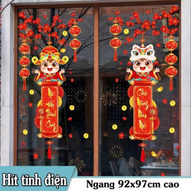 DECAL TĨNH ĐIỆN TRANG TRÍ TẾT CHÚC MỪNG NĂM MỚI MÃ ĐÁO THÀNH CÔNG