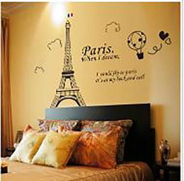 Decal trang trí tháp Paris kinh đô ánh sáng