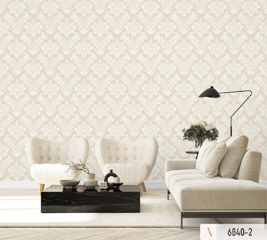 GIẤY DÁN TƯỜNG CHO PHÒNG KHÁCH MÀU VÀNG HOA VĂN CỔ ĐIỂN