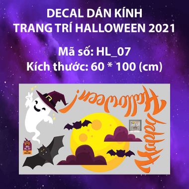 Decal trang trí Halloween 2021 combo  phù thủy và bia mộ