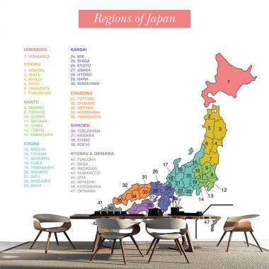 Tranh dán tường 3D Bản đồ các khu vực cửa nước Nhật