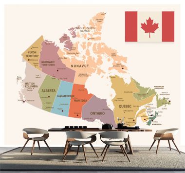 Tranh dán tường 3D bản đồ Canada