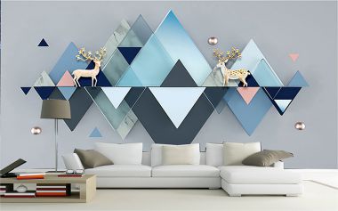 Tranh dán tường 3D hình tam giác nghệ thuật