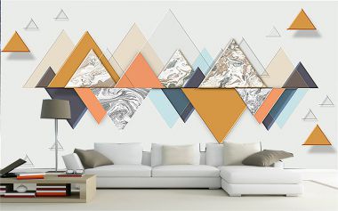 Tranh dán tường 3D hình tam giác nghệ thuật 2