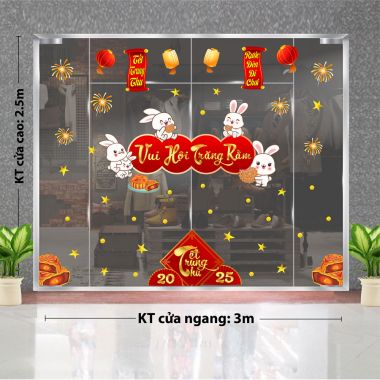 DECAL TRANG TRÍ TẾT TRUNG THU CHO NHÀ HÀNG VUI HỘI TRĂNG RẰM