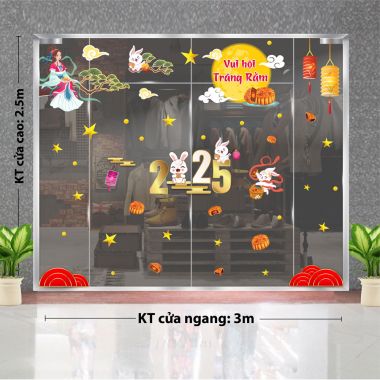 DECAL DÁN KÍNH TRANG TRÍ TRUNG THU CHO TRƯỜNG ANH NGỮ VUI HỘI TRĂNG RẰM 2025