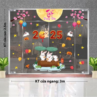 DECAL TRANG TRÍ TRUNG THU CHO NHÀ HÀNG GIA ĐÌNH NHỎ ĐÓN TRĂNG