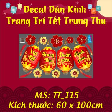 DECAL TRANG TRÍ TẾT TRUNG THU LỒNG ĐÈN ĐỎ VUI TẾT ĐOÀN VIÊN