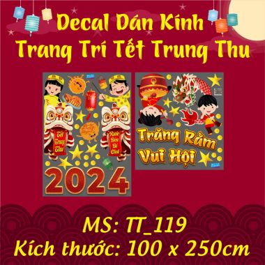 DECAL TRANG TRÍ TẾT TRUNG THU CHO TRUNG TÂM THƯƠNG MẠI BÉ MÚA RỒNG VÀ LÂN ĐÓN CHÀO