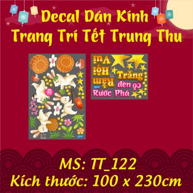 DECAL TRANG TRÍ TẾT TRUNG THU VUI HỘI TRĂNG RẰM RƯỚC ĐÈN PHÁ CỔ